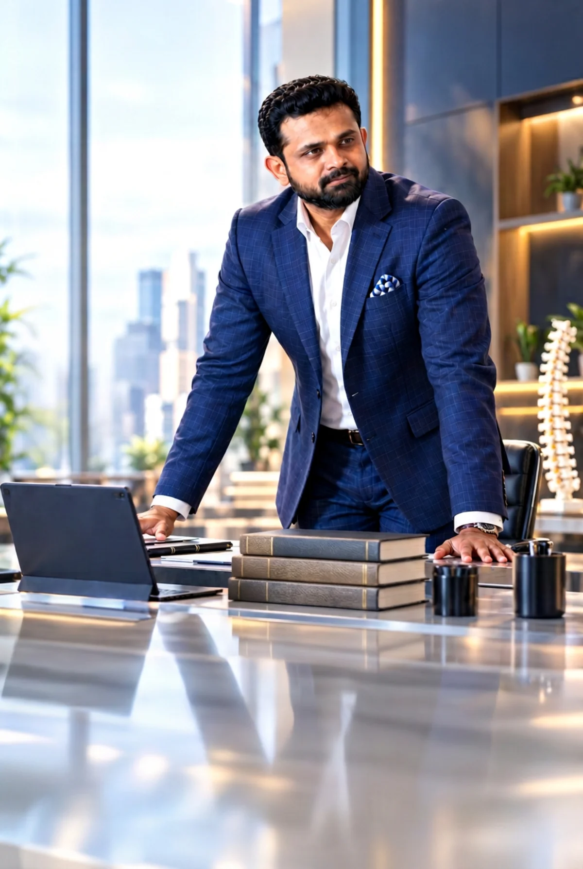 Dr. Vignesh Pushparaj at his clinic desk
