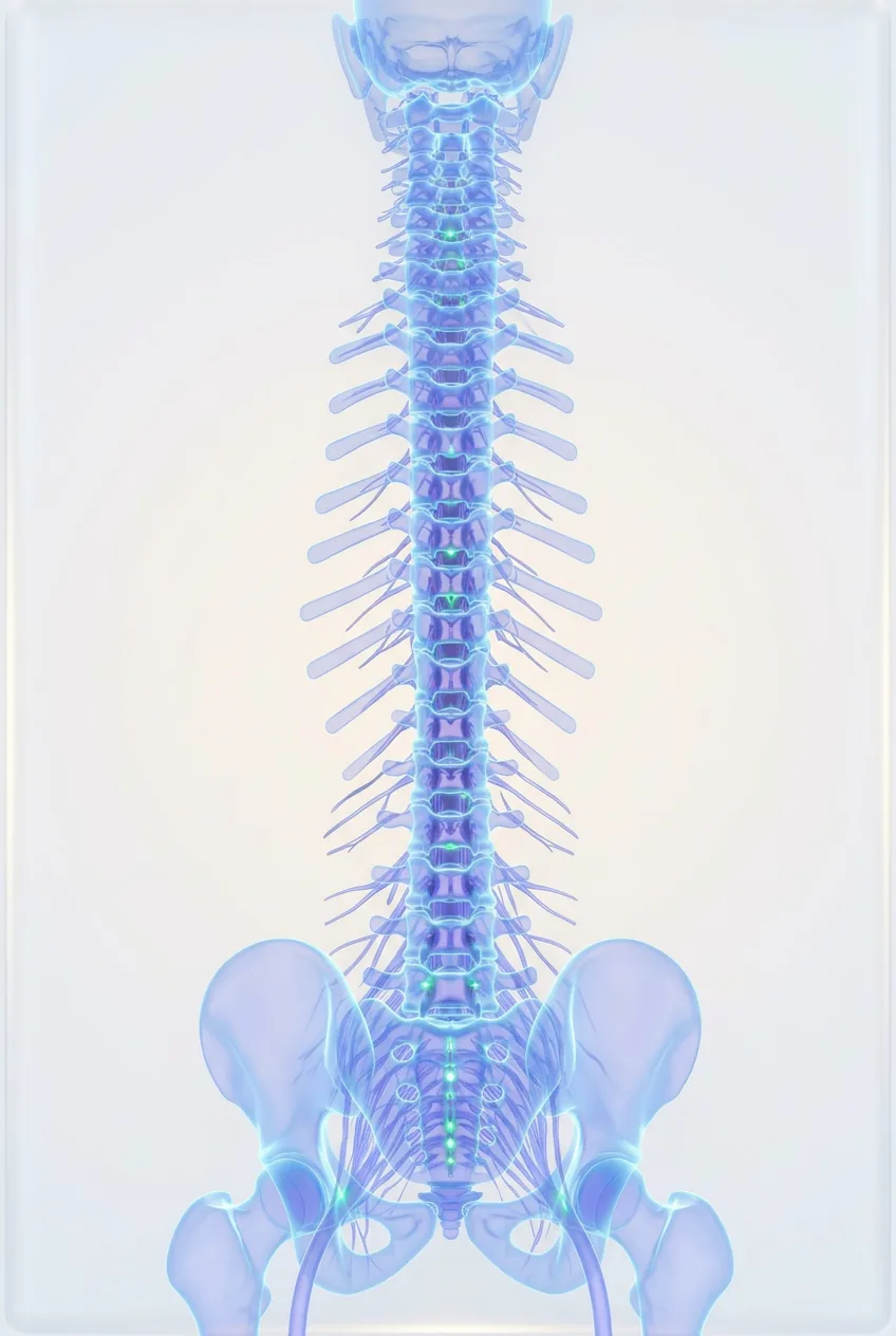 Medical illustration of the cervical, thoracic and lumbar spine